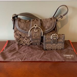 Coach Chocolate Signature Fabric Handbag & Wallet